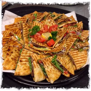 Unique custom Catering, our Greek Gyro Panini Platter!
