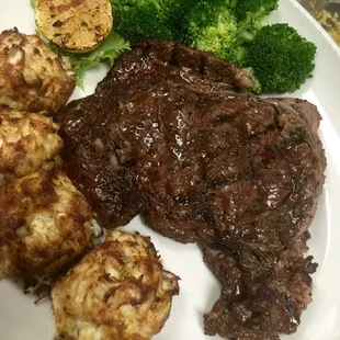 Ribeye steak &amp; Crab balls Special