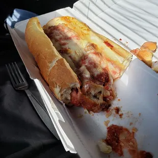 Chicken Parm Sub with barely any breading. Not fresh.