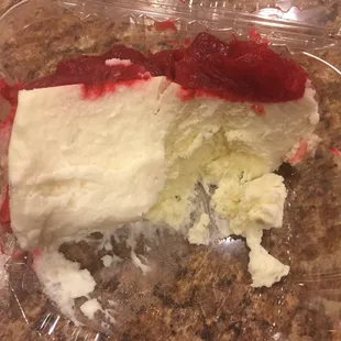 a piece of cake in a plastic container