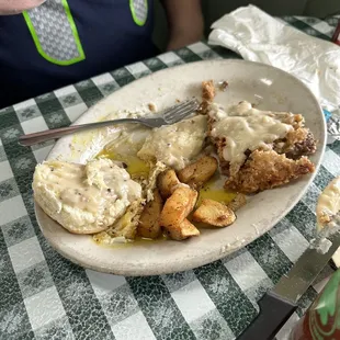 Chicken friend steak breakfast (half gone already)
