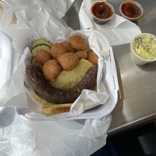 Homemade polish sausage and Mac n cheese bites