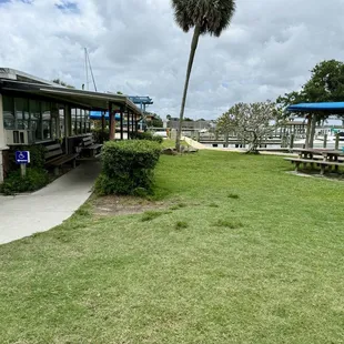 You can sit outside and watch the boats or eat inside.