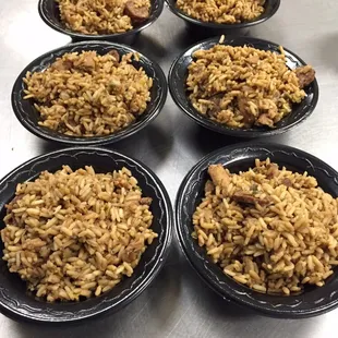 six bowls of rice