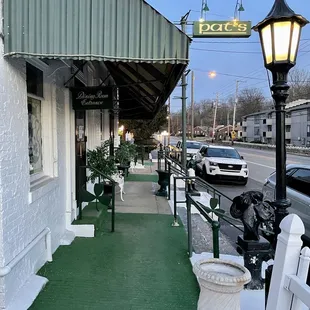 the entrance to the restaurant