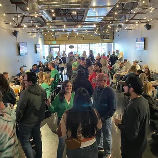 a large group of people in a room