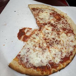 A classic cheese pizza
