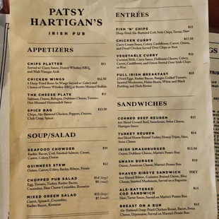 menu