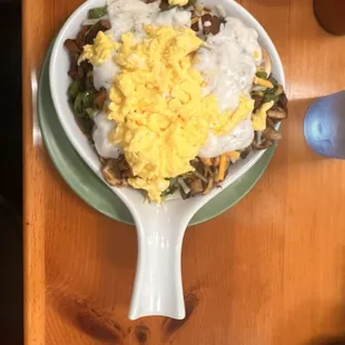 a bowl of food on a table