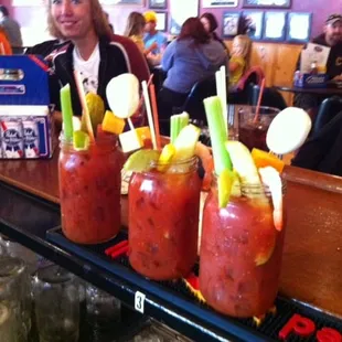 Patsy's calls their Bloody Mary a "meal in a mason jar" and they are not kidding!