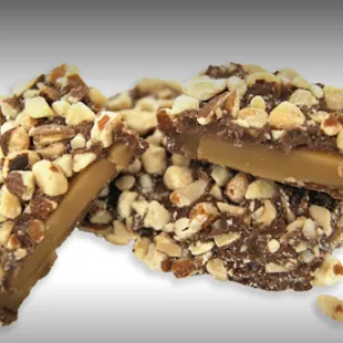 two pieces of chocolate and nuts