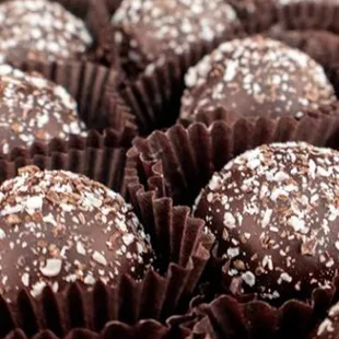 a closeup of chocolate covered candies
