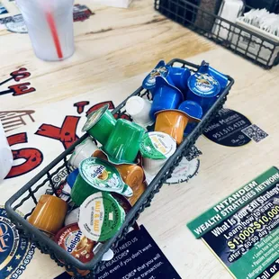 Love that they keep creamers right on the table.