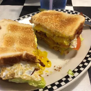 Added a sunny side up egg to their BLT for breakfast, YUM!