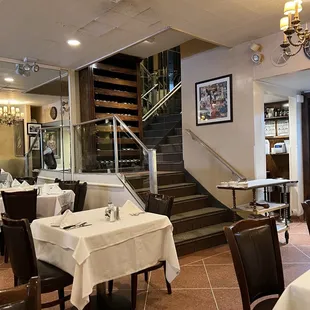 The staircase to historic private room and bar!