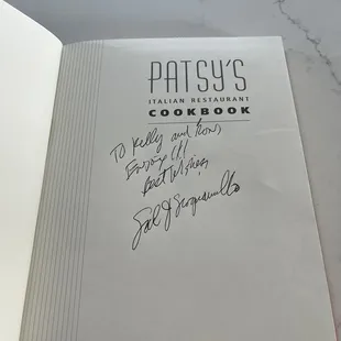 Signed copy of Sals cookbook