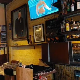 Peaceful Saturday afternoon, good baseball, while Old Blue Eyes looks on