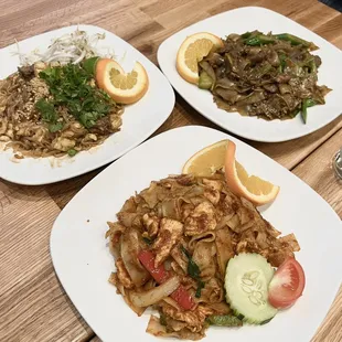 Left to right: Pad Thai, Drunken Noodle, Pad See Ew (gotta get the different angles)