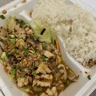 Garlic squid lunch special