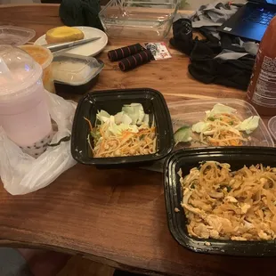 Pad Thai, Pad See Ew, Boba Drinks, Sticky Rice with Mango, Papaya Salad