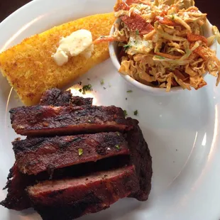 1/2-rack Pork Spare Ribs, Southwest Cole Slaw and Cornbread