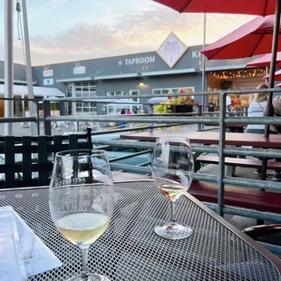 a glass of wine on a table