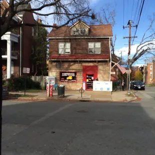 an empty street in a small town
