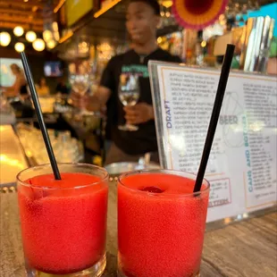 two glasses of watermelon juice