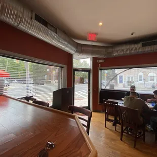 Entrance window and door, view from the bar