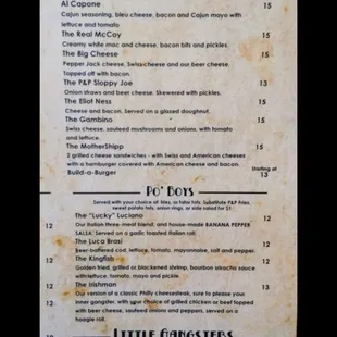 a menu for a restaurant