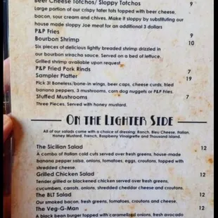 a menu for a restaurant