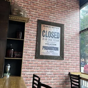 Bar area wall