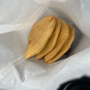 a piece of bread in a plastic bag