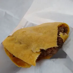 Inside beef patty
