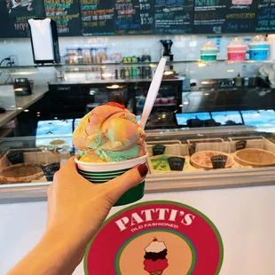 Rainbow Sherbet in a &quot;Minnow&quot; cup.