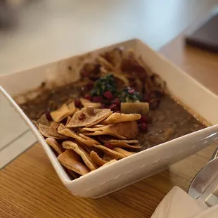 a bowl of food on a table