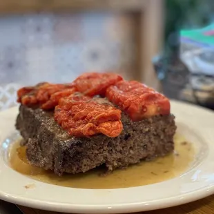 a piece of meatloaf on a plate
