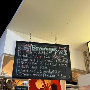 Drink menu