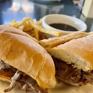 Prime rib French dip sandwich