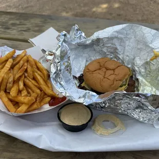 Double burger and fries