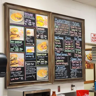 menus on the wall of the restaurant