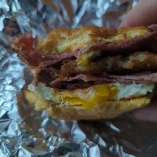 Pastrami, Egg and Cheese Sandwich w/Patty Cake