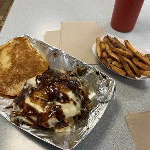 A-1 Swiss N' Shroom burger (chef's special) and small fries
