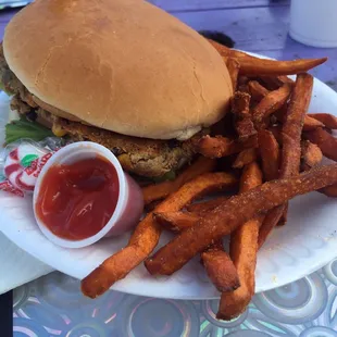 Black bean burger is divine. Love the pickles they use!