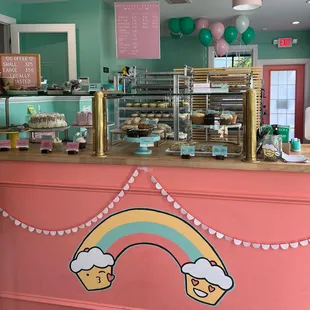 a rainbow painted on the counter