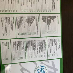 Menu - other side