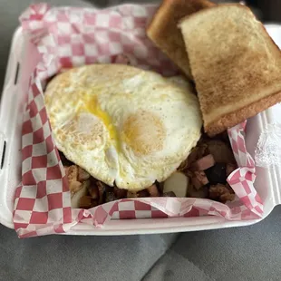 a fried egg and toast