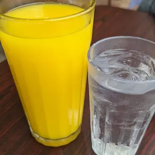 Large Orange Juice and water