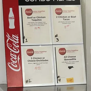 Combo Menu as of 1/17/2025