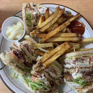 Turkey Bacon Club Sandwich with Fresh Cut Fries